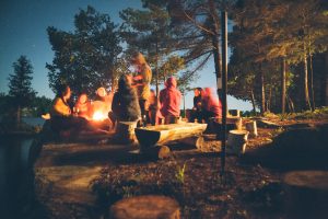 People enjoying a campfire.